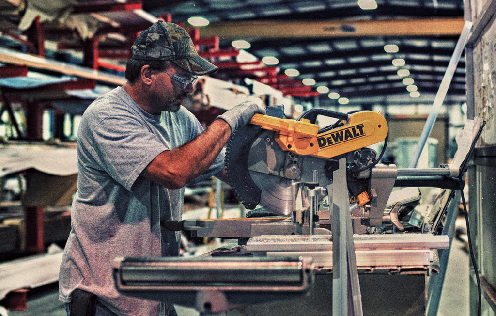 man using saw